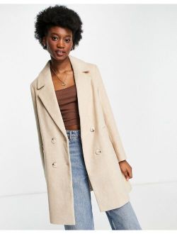 double breasted tailored coat in camel