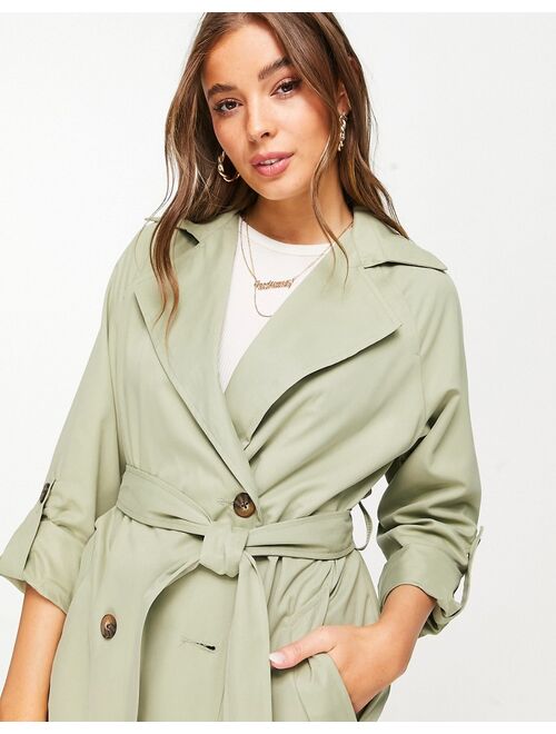 Stradivarius recycled polyester trench coat in light khaki