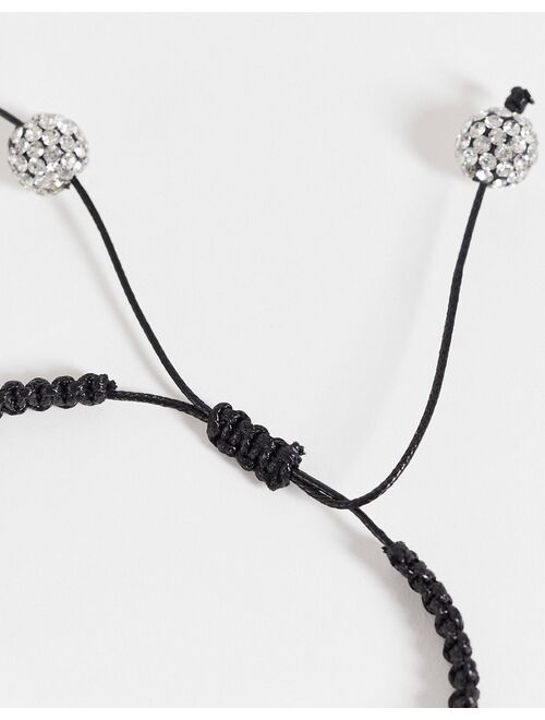 Asos Design shamballa beaded bracelet with iced detail in black