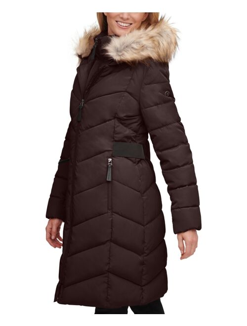 Calvin Klein Women's Faux-Fur-Trim-Hooded Puffer Coat, Created for Macy's