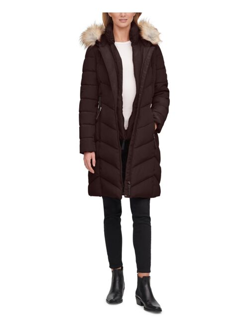 Calvin Klein Women's Faux-Fur-Trim-Hooded Puffer Coat, Created for Macy's