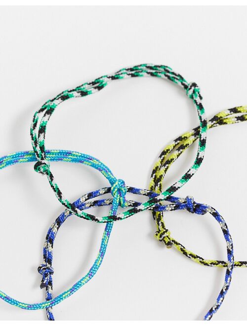 Asos Design 4 pack cord bracelet in multi color