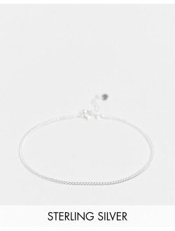 sterling silver skinny chain bracelet with curb links in silver