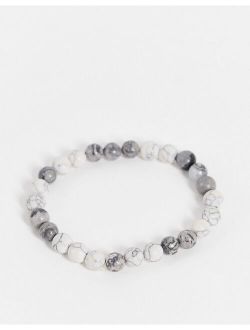 midweight beaded bracelet with white howlite and gray jasper semi-precious stones