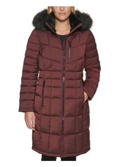 Women's Stretch Faux-Fur-Trim Hooded Puffer Coat, Created for Macy's
