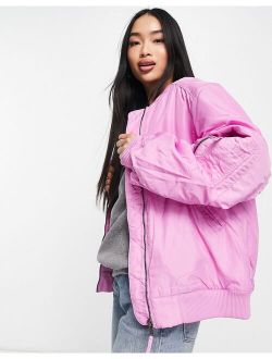 recycled bomber jacket in pink