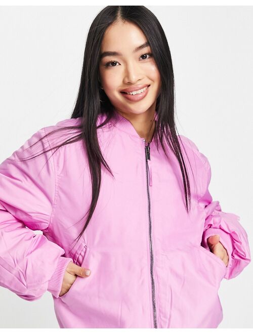 Monki recycled bomber jacket in pink