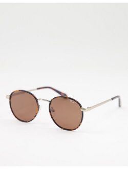 Quay Talk Circles round sunglasses with brown lens in tortoise shell