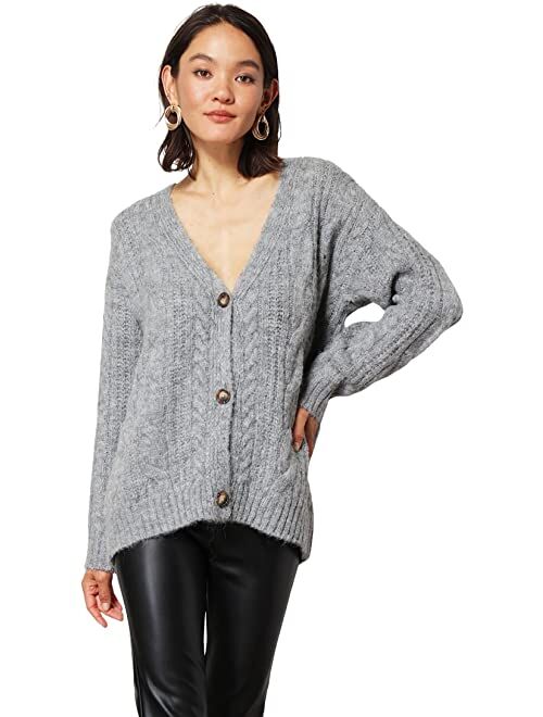 line and dot Carly Cardigan with Cable Detail