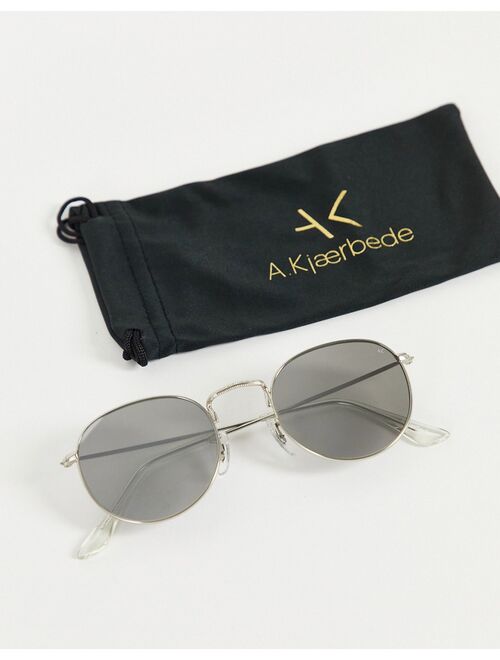 A.Kjaerbede Hello unisex round sunglasses in black