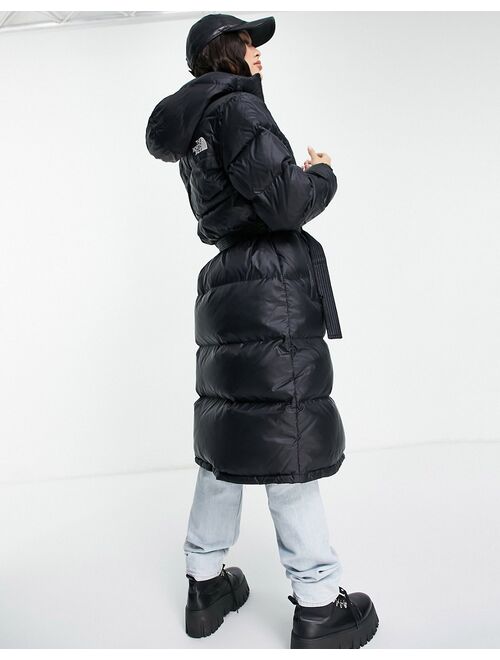 The North Face Nuptse Belted parka coat in black