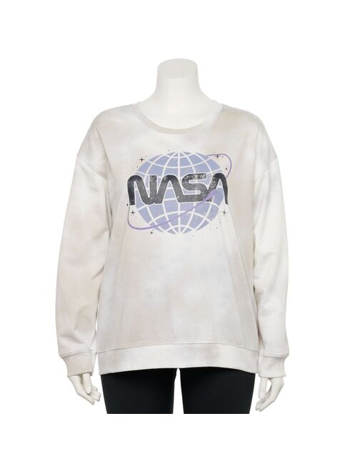 Juniors' Plus Size Tie Dye NASA Fleece Pullover