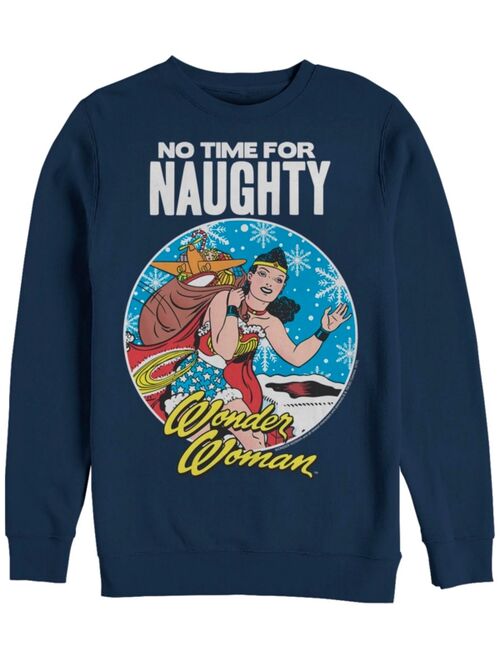 Fifth Sun Men's Wonder Woman No Time For Naughty Sweatshirt