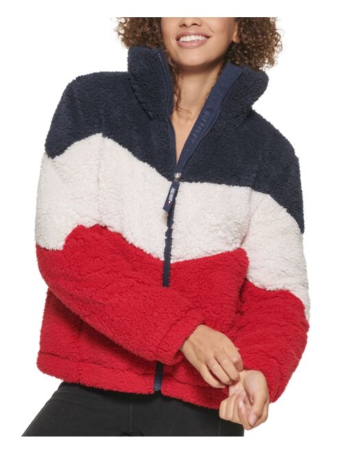 Tommy Hilfiger Sport Women's Chevron Colorblocked Fleece Puffer Jacket