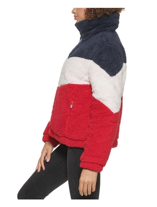 Tommy Hilfiger Sport Women's Chevron Colorblocked Fleece Puffer Jacket