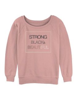 Juniors' "Strong Black & Beautiful" Text Slouchy Terry Sweatshirt