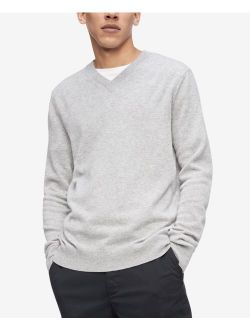 Men's Solid V-Neck Merino Wool Sweater