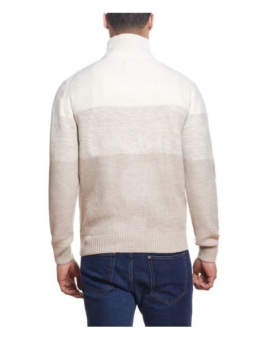 Weatherproof Vintage Men's Graduated Stripe Cable Button Mock Sweater