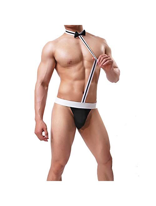 VENESUN Sexy Mankini Briefs Suspender Swimsuit Swimwear Thong Underwear for Men Black, White