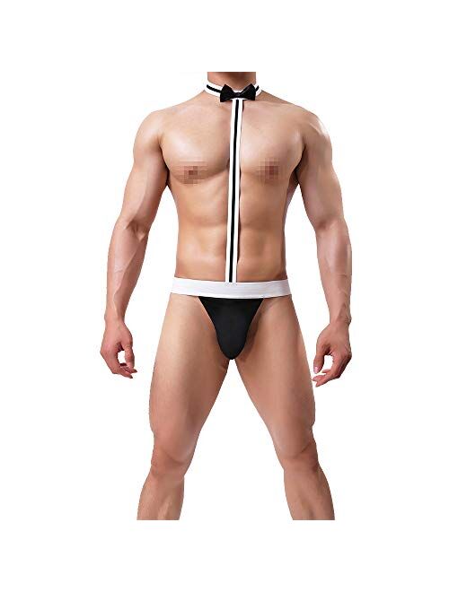 VENESUN Sexy Mankini Briefs Suspender Swimsuit Swimwear Thong Underwear for Men Black, White