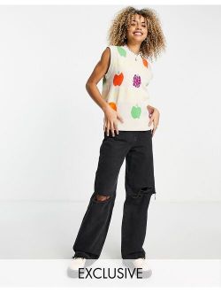 Native Youth sweater vest in fruit knit