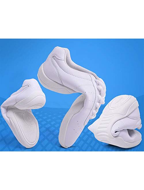 DADAWEN Adult & Youth White Cheerleading Shoe Athletic Sport Training Competition Tennis Sneakers Cheer Shoes