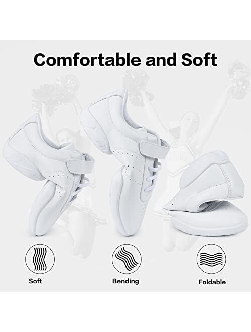 Smapavic Cheer Shoes for Youth Girls White Cheerleading Athletic Dance Shoes  Tennis Sneakers for Competition Sport Training