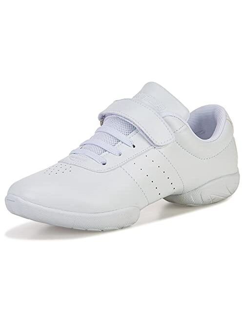 BAXINIER Girls White Cheerleading Dance Shoes Athletic Training Tennis Breathable Youth Competition Cheer Sneakers