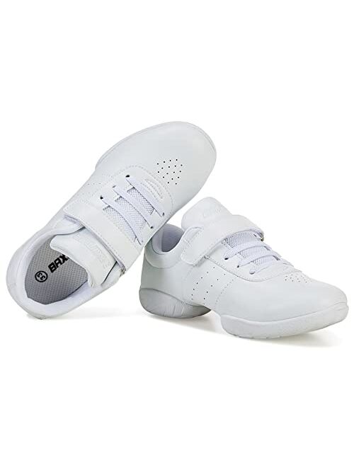 BAXINIER Girls White Cheerleading Dance Shoes Athletic Training Tennis Breathable Youth Competition Cheer Sneakers