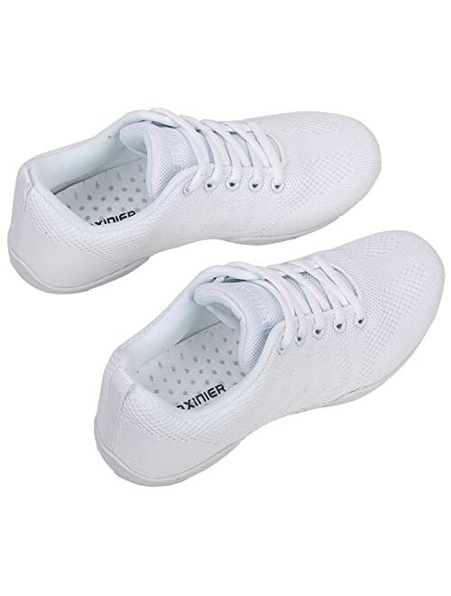 FUQIAO Girls White Cheerleading Shoes Lightweight Competition Sneakers Women Indoor Cheer Dance Shoe