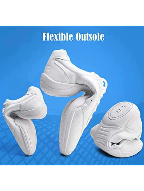 kkdom Adult & Youth White Cheerleading Shoe Athletic Dance Shoes Tennis Sneakers Sport Training Cheer Shoes