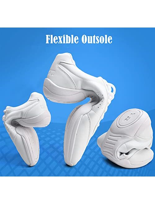 DADAWEN Adult & Youth White Cheerleading Shoe Athletic Sport Dance Shoes Training Competition Tennis Sneakers Cheer Shoes
