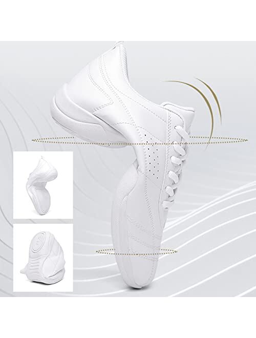 DADAWEN Cheer Shoes for Women White Cheerleading Dance Shoes Girls Tennis Sneakers Athletic Sport Training Shoes