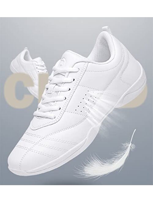 DADAWEN Cheer Shoes for Women White Cheerleading Dance Shoes Girls Tennis Sneakers Athletic Sport Training Shoes
