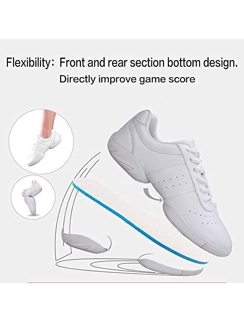 Smapavic Youth Girls Cheer Shoes White Cheerleading Dance Shoes Athletic Training Tennis Walking Competition Sneakers