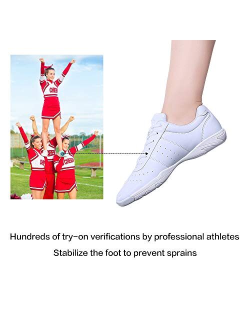 Smapavic Youth Girls Cheer Shoes White Cheerleading Dance Shoes Athletic Training Tennis Walking Competition Sneakers