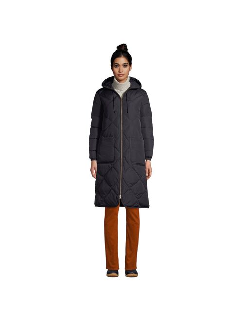 Women's Lands' End Insulated Quilted Thermoplume Maxi Coat