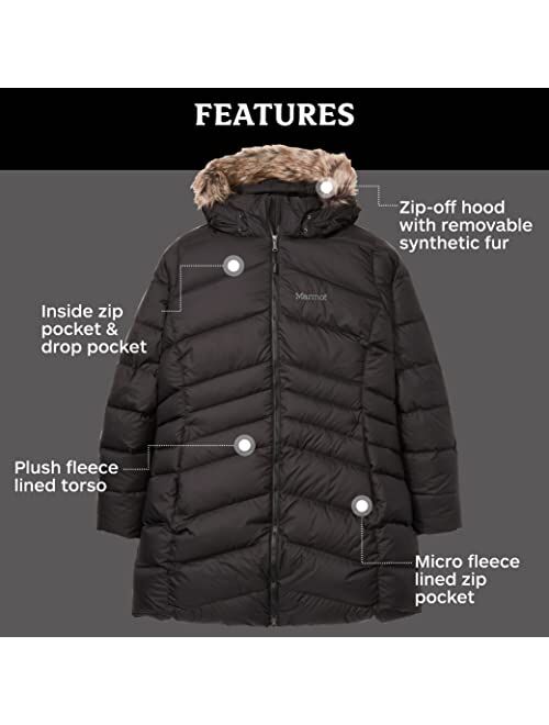 Marmot Montreal Women's Knee-Length Down Puffer Coat, Fill Power 700
