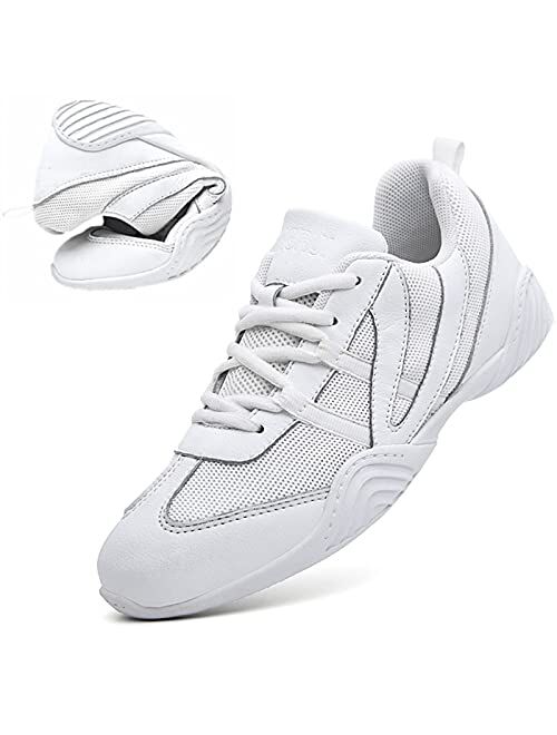 DADAWEN Cheer Shoes for Girls White Cheerleading Shoes Athletic Training Tennis Walking Sneakers for Women