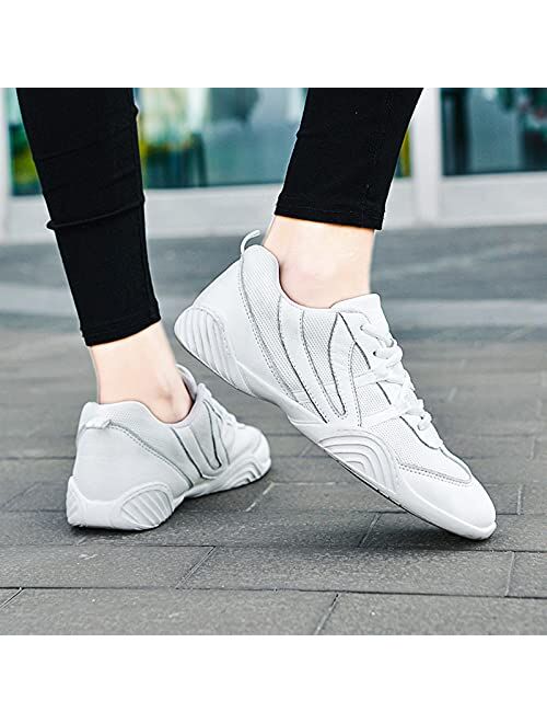 DADAWEN Cheer Shoes for Girls White Cheerleading Shoes Athletic Training Tennis Walking Sneakers for Women