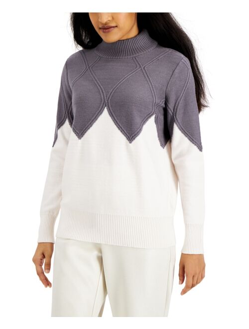 Alfani Colorblocked Mock Neck Sweater, Created for Macy's