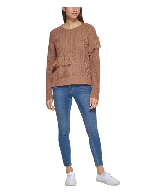 Calvin Klein Mixed Knit Fringed Sweater