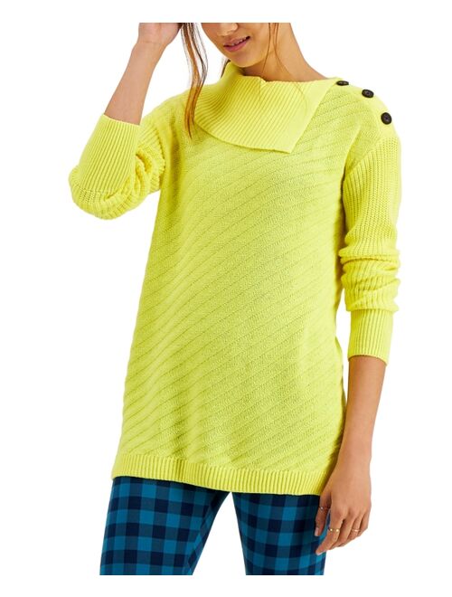 Style & Co Petite Ribbed Button-Detail Tunic Sweater Created for Macy's