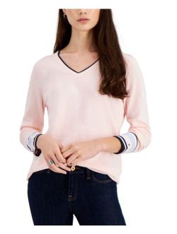 Cotton Striped-Cuff Sweater