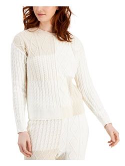 Style & Co Patchwork Cable-Knit Sweater, Created for Macy's