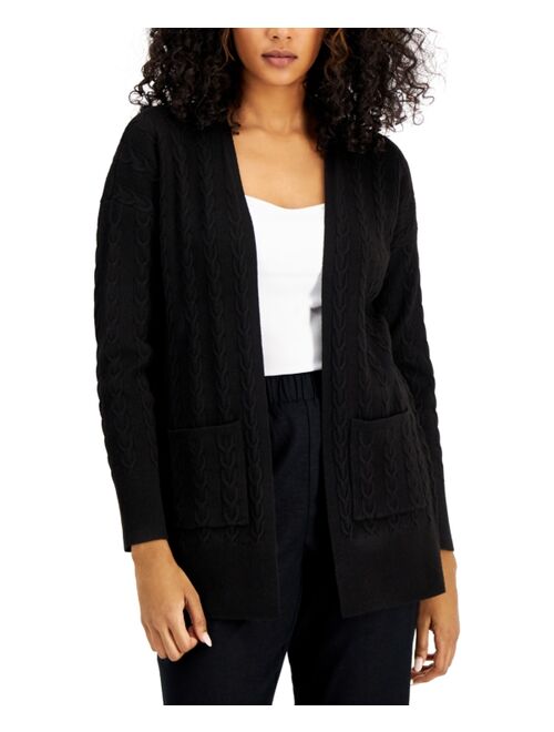 Alfani Cable-Knit Open-Front Cardigan, Created for Macy's