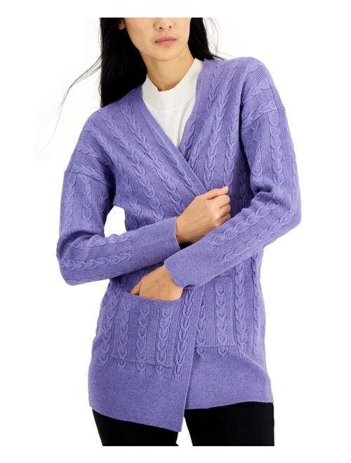 Alfani Cable-Knit Open-Front Cardigan, Created for Macy's