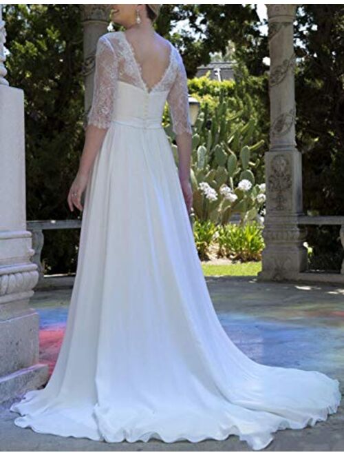 Asbridal Wedding Dresses for Bride Lace Bridal Gowms Beach Bride Dress Chiffon Wedding Gown