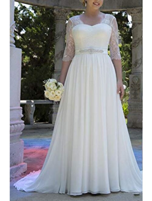 Asbridal Wedding Dresses for Bride Lace Bridal Gowms Beach Bride Dress Chiffon Wedding Gown