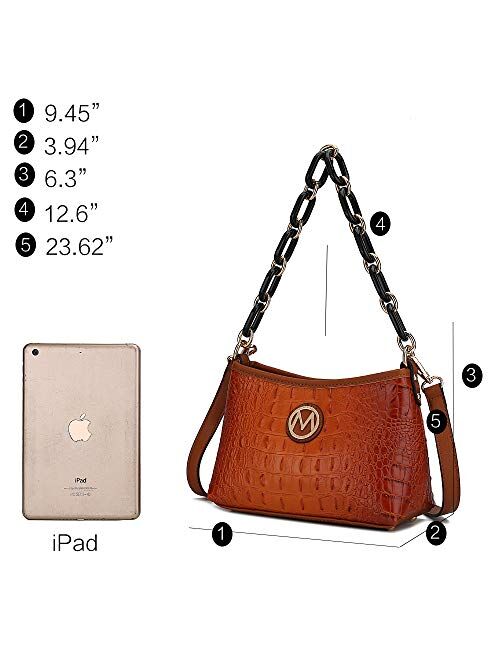 Mkf Collection MKF Crossbody Bag for Women – PU Leather Lady Pocketbook Handbag – Side Messenger Purse, Shoulder Chain Strap